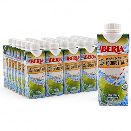 Iberia 100% Pure Organic Coconut Water, 1 Liter , 33.8 Fl Oz (Pack of 3)