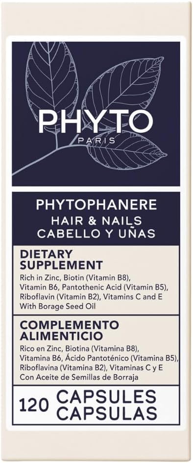 PHYTO Phytophanère Hair Growth Supplement for Women & Men - Biotin, Zinc & Vitamin B6 for Thicker, Stronger Hair & Nails - 120 Capsules, 2-Month Supply