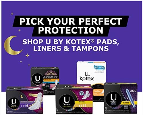 U by Kotex AllNighter Ultra Thin Overnight Pads with Wings, Fragrance-Free, 6 Packs of 14 Pads (84 Pads Total)