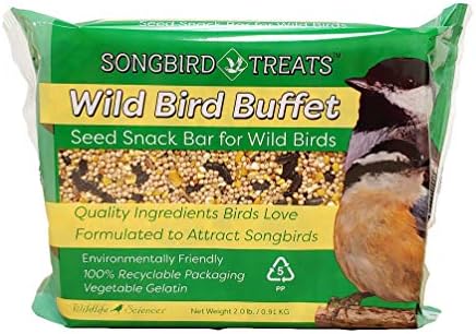 Wildlife Sciences Songbird Treats Seed Bars | 8 Pack of 2 lb Bird Seed Cakes for Wild Birds (Wild Bird Buffet)