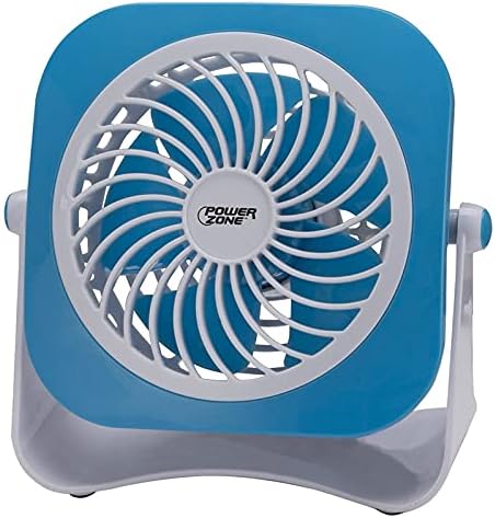 PowerZone Dual Powdered Table Fan, 2 Speeds, Plastic, 4 In W