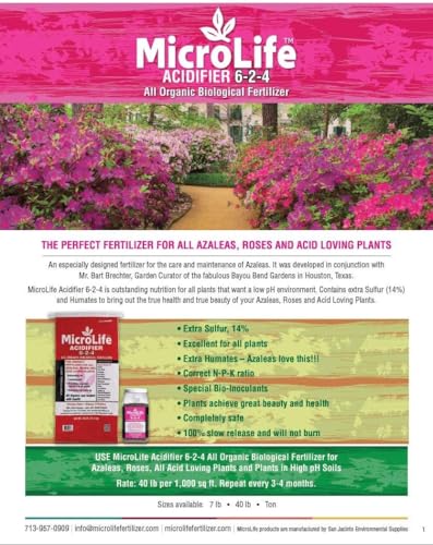 MicroLife Acidifier (6-2-4) Professional Grade Granular Organic Fertilizer (for Acid Loving Plants) Roses Blueberries Azaleas Camellias, 7 LBS