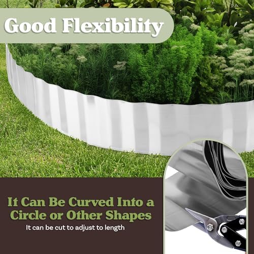 Metal Edging for Landscaping - 6.25in x 16.5ft Flexible Corrugated Galvanized Steel Landscape Edging - Garden Edge Border for DIY Flower Beds Tree