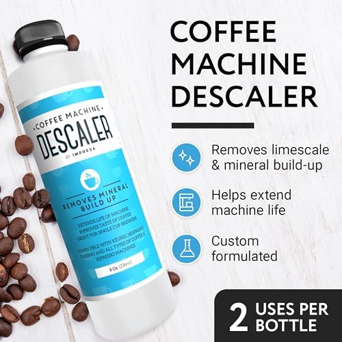 IMPRESA Coffee Machine Descaler (2 Uses Per Bottle) - Made in the USA - Universal Descaling Solution, Compatible with Nespresso, Delonghi and All Single Use Coffee and Espresso Machines