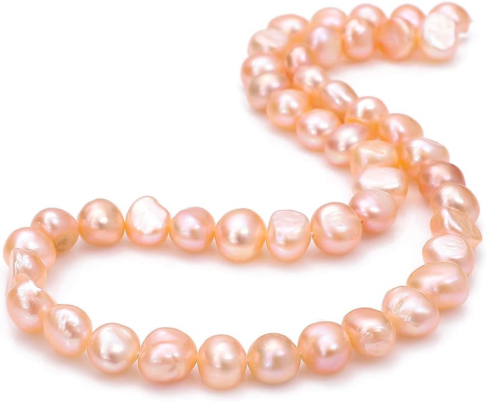 BEADIA Natural Pearl Beads Side Hole 7-8mm Purple Freshwater Cultured Loose Gemstone Beads for DIY Jewelry Making 13.8''/Strand