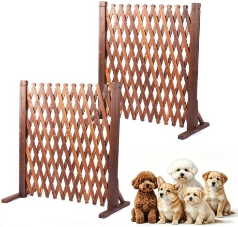 MYOYAY 2PCS Expandable Garden Fence Instant Wooden Pet Gate