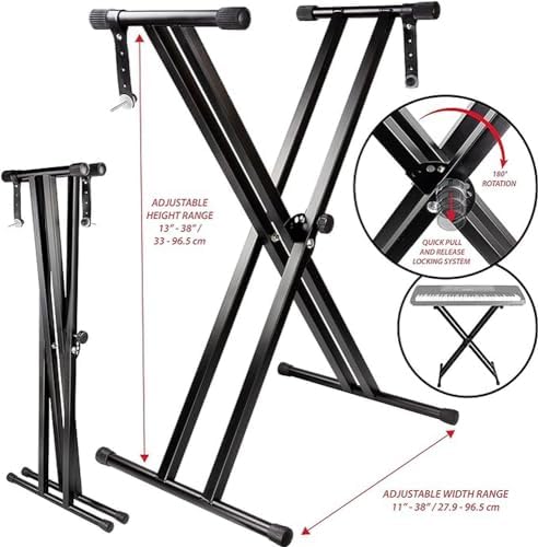 RockJam RJX29 Adjustable X Frame Keyboard Stand with Locking Straps