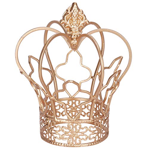 Yamfurvo Royal Metal Desktop Crown Decor, Decorative Centerpiece Crown Sculpture for Wedding, Christmas, Party Table, Baby Shower, Antique Home Decor