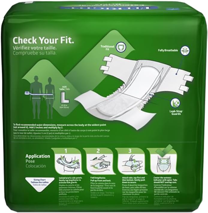 FitRight Adult Incontinence Briefs with Tabs, Extended Wear, Medium, 27" to 43", 15 Count