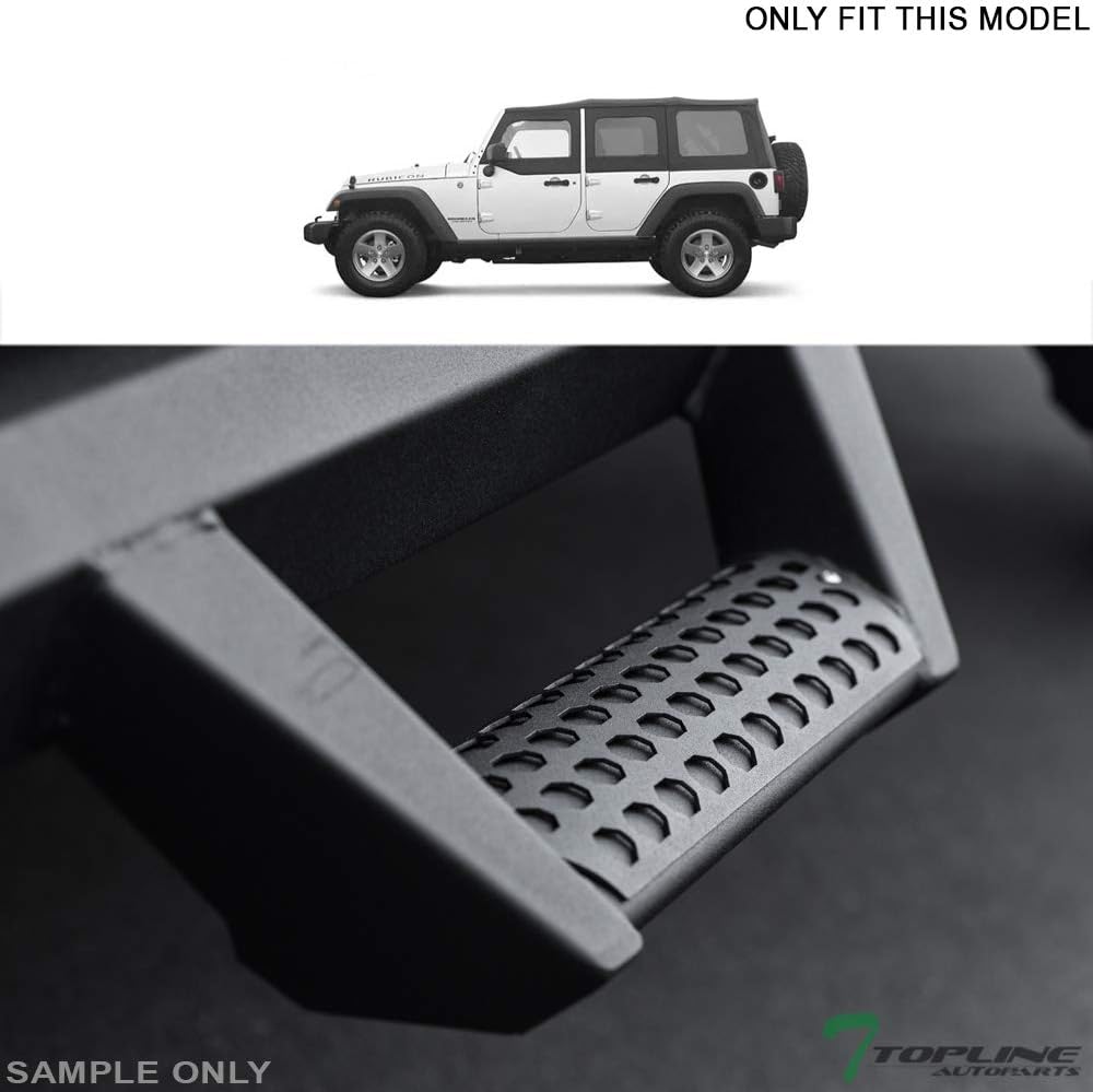 Matte Black Hoop Drop Step Side Nerf Bars Rail Running Boards v2 Compatible with 07-18 Jeep Wrangler 4 Door JK