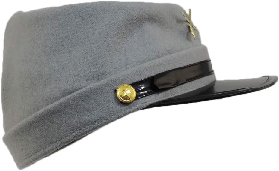 100% Wool Men's Civil War Replica Kepi Hat Grey Medium