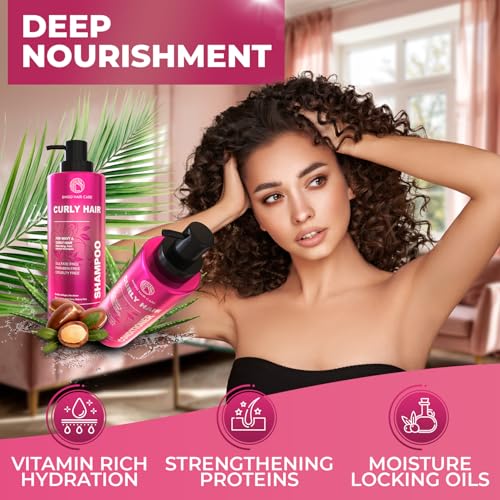 Moroccan Argan Oil Shampoo and Conditioner Set - Sulfate Free, Anti Frizz Hydrating Care for Women - Deep Moisturizing Treatment for Color, Keratin Treated, Curly, Damaged and Dry Hair