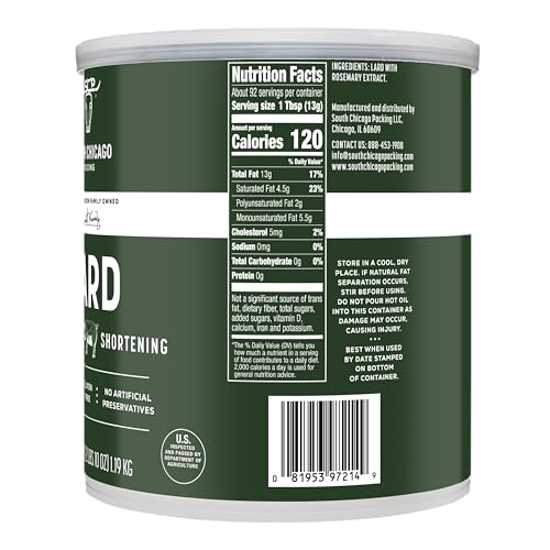 South Chicago Packing Traditonal LARD Shortening, 42 Ounces, Specialty Baking Shortening and Cooking Fat
