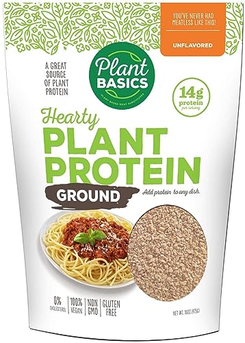 Plant Basics - Hearty Plant Protein - Unflavored Ground, 1 lb (Pack of 6), Non-GMO, Gluten Free, Low Fat, Low Sodium, Vegan, Meat Substitute