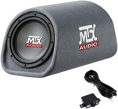 MTX Audio RT8PT 8" 240W Enclosure Amplified Vented Tube Box Car Loaded Subwoofer & Soundstorm AKS8 8 Gauge Car Amplifier Amp Complete Wiring Kit