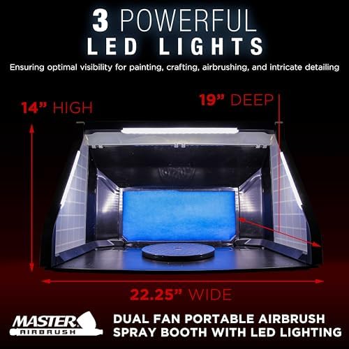 Master Airbrush Large Portable Airbrush Spray Booth Station with LED Lights