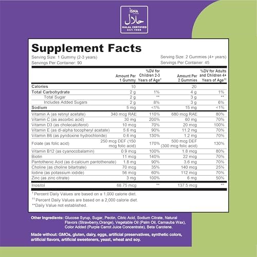 Noor Vitamins Halal Vitamins, Kids Vitamins, Kids Multivitamin Gummies: Vitamin C for Kids, D3, and Zinc for Immunity
