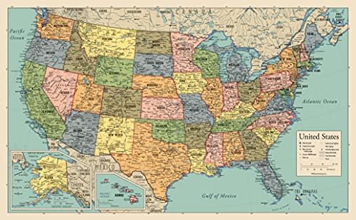 Laminated World Map & US Map Poster Set - 18" x 29" - Wall Chart Maps of the World & United States - Made in the USA - (LAMINATED, 18" x 29")