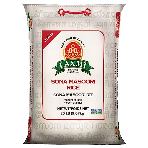 Laxmi All-Natural Sona Masoori Medium Grain Rice, 20lbs