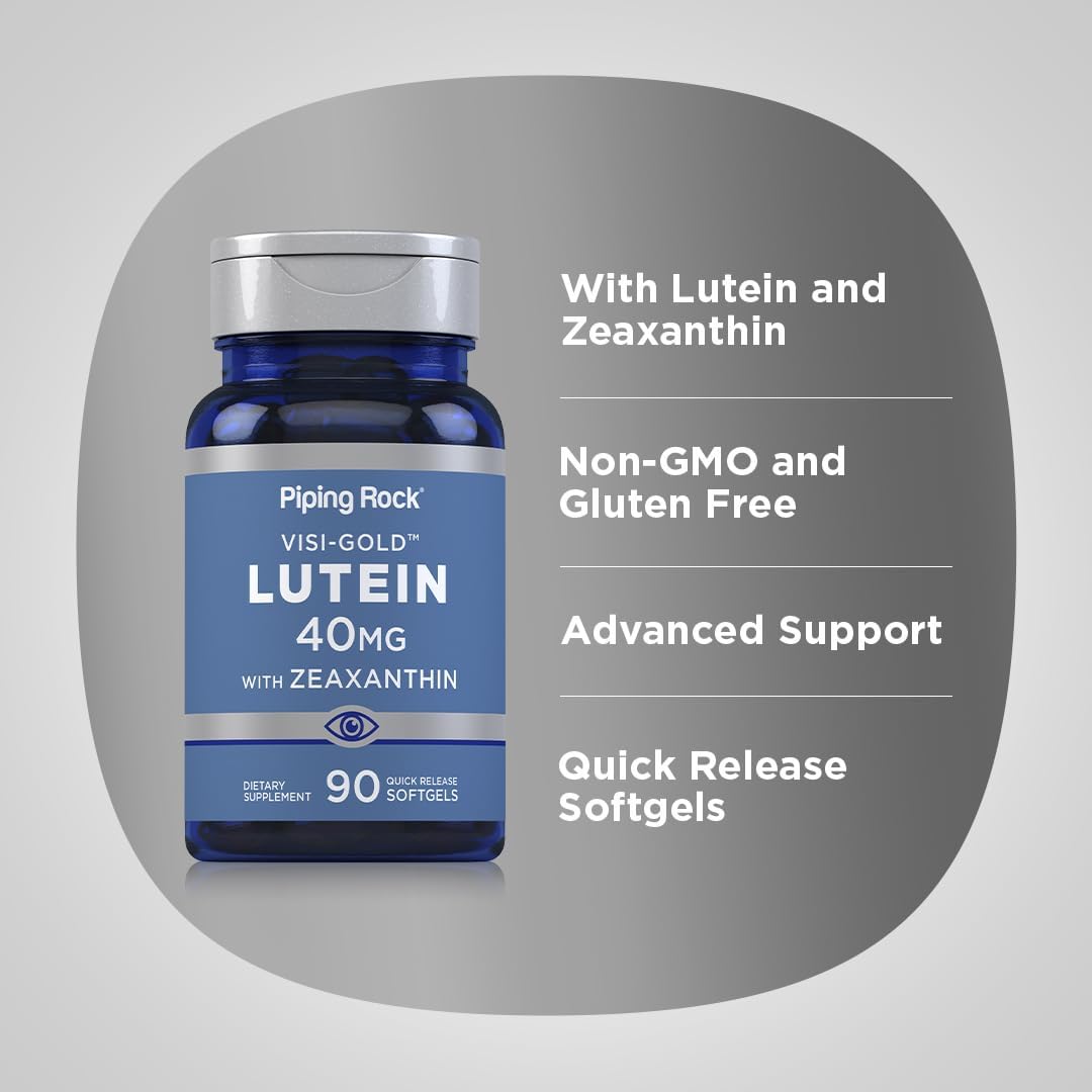 Piping Rock Lutein and Zeaxanthin 40mg | 90 Softgels | Eye Health Supplement from Marigold Extract | For Men and Women | Non-GMO, Gluten Free
