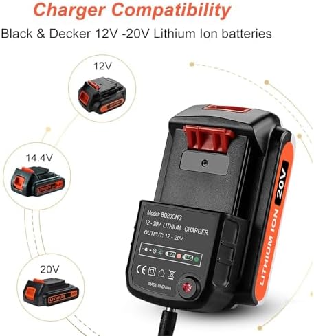 ANTRobut 3500mAh Replacement for Black and Decker 20V Lithium Battery and Charger Compatible with 20V Black & Decker Batteries