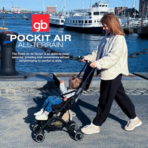 gb Pockit+ All-Terrain, Ultra Compact Lightweight Travel Stroller with Canopy and Reclining Seat in Velvet Black