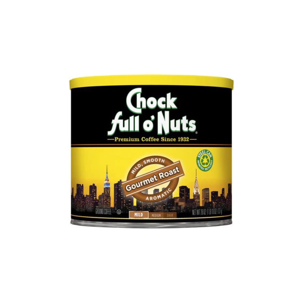 Chock Full o' Nuts French Roast Ground Coffee – Premium Beans in Recyclable Steel Can – Rich Flavor & Aroma, Dark Roast – Perfect for Drip, Pour-Over, Percolator – 26 Oz Can