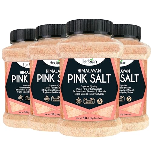 HERBION Naturals Himalayan Pink Salt Jar Fine Grain, GMO Free, Supreme Quality Chemical Free, Vegan, Kosher Certified, Fine Grain All Natural Salt