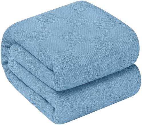 Oakias 100% Cotton Blanket Queen Size, White 90 x 90 Inches – 350 GSM Soft