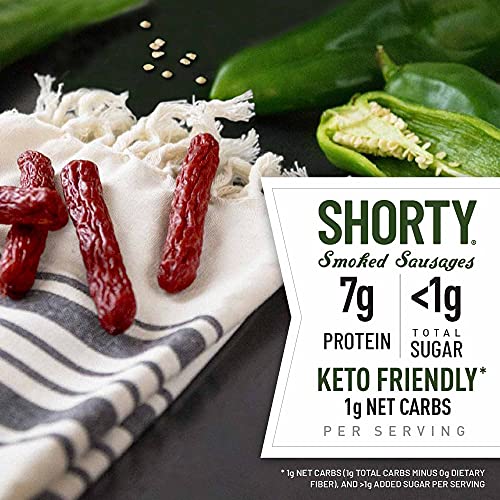 Duke's Pork Hatch Green Chile Smoked Shorty Sausages, 7g Protein Per Serving, Easter Basket Stuffer for Men, 5 oz. (Pack of 8)