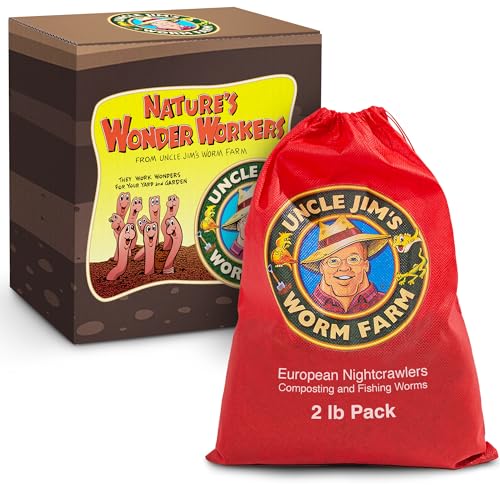 Uncle Jim's Worm Farm Super Red European Nightcrawlers for Composting and Garden Soil Aeration | Large Nightcrawlers Improve Soil Structure and