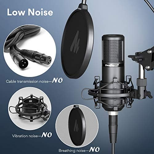 MAONO PM320S Condenser PC Microphone with XLR Cable, Boom Arm, Pop Filter