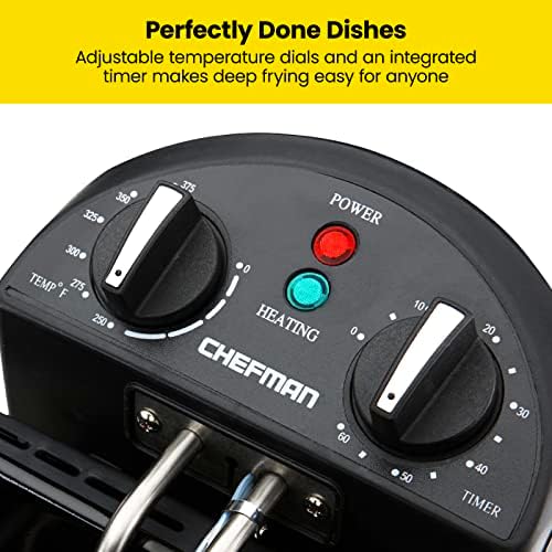 Chefman 4.5 Liter Deep Fryer w/Basket Strainer, XL Jumbo Size, Adjustable Temperature & Timer, Perfect for Fried Chicken, Shrimp, French Fries