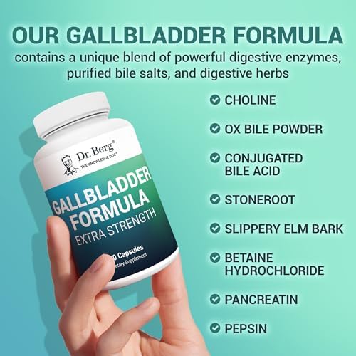 Dr. Berg Gallbladder Formula Extra Strength - with Ox Bile Powder and Conjugated Bile Acid - Digestive Enzymes Proprietary Blend - Full 45-Day