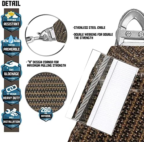 TANG 20' x 20' Sun Shade Sail with Super A Ring