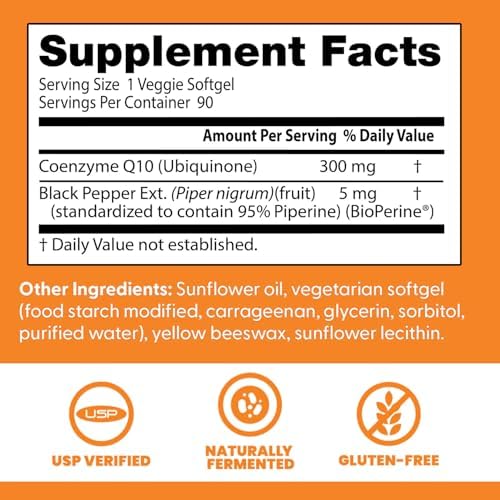 Doctor's Best High Absorption CoQ10 200mg with BioPerine Supplement - Coenzyme Q10 Caps for Heart Health & Antioxidant Support, CoQ10 200 mg for Women & Men, Non GMO - 60 Veg Capsules