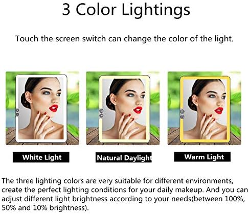 deweisn Folding Lighted Makeup Mirror with 72 LEDs 3 Colors Light Modes USB Rechargable 1800mA Batteries Portable Ultra Thin Compact Vanity Mirror