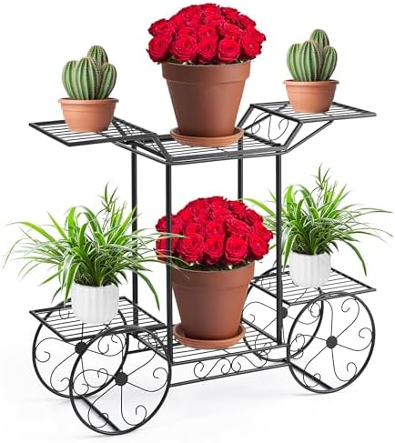 Sorbus® Garden Cart Stand & Flower Pot Plant Holder Display Rack, 6 Tiers, Parisian Style - Perfect for Home, Garden, Patio (Bronze)