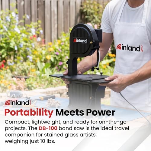 Inland Craft DB-100 Band Table Machine for Cutting Stained Glass, Diamond Blade Band, Lapidary Slab Saw, Rock, Coral & Stone Polisher, Hobby Bandsaw