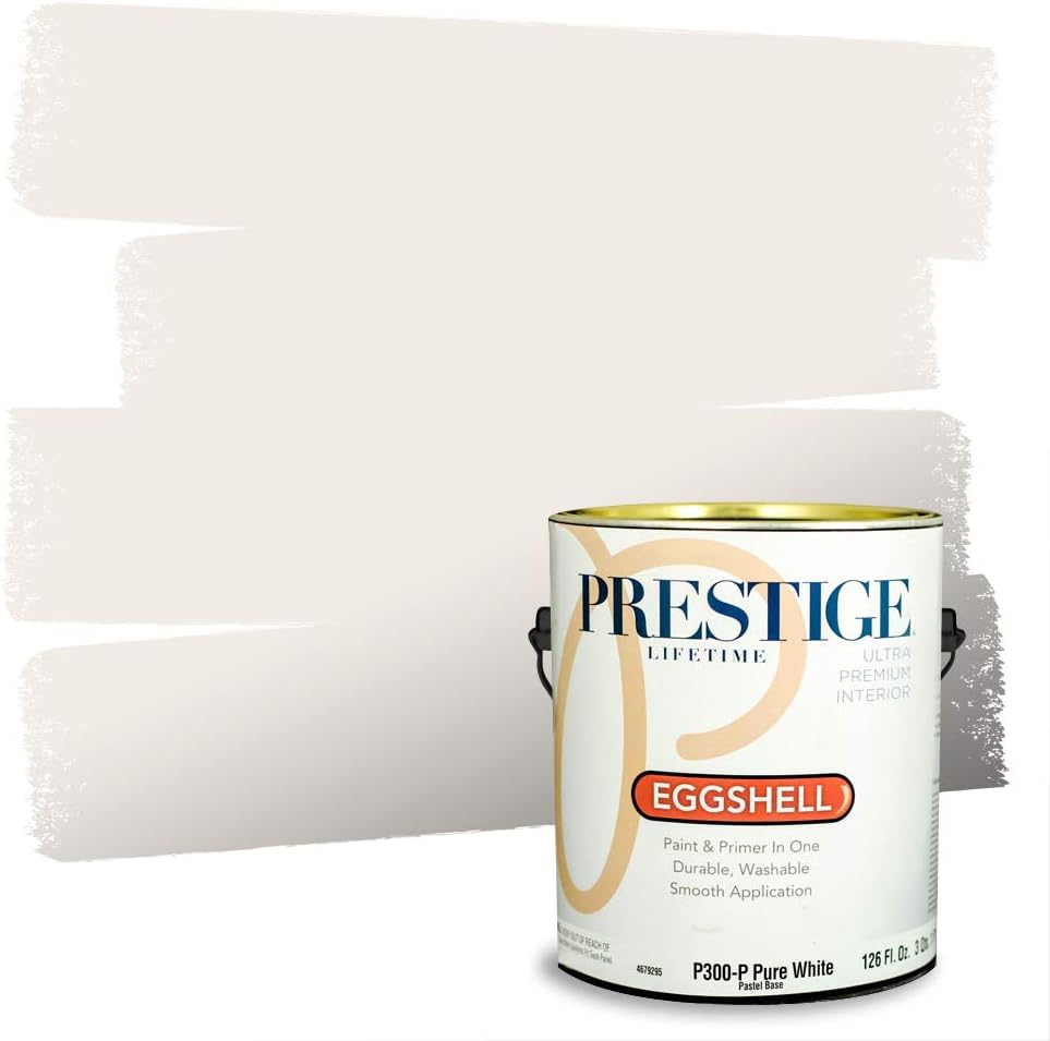 PRESTIGE Paints Exterior Paint and Primer In One, 1-Gallon, Semi-Gloss, Comparable Match of Sherwin Williams* Pure White*