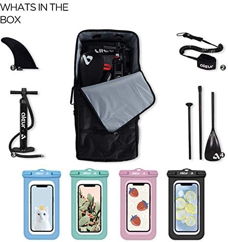 aleur Explorer Inflatable Stand Up Paddle Board Package W Premium SUP Accessories & Backpack, Non-Slip Deck, Leash, Paddle and Hand Pump | Elegant