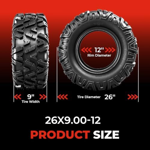 ATV/UTV Tires 26x9-12, 6-Ply Tubeless Tire, Set of 2 | 2pcs 26x9x12 ATV Tires, 6 PR