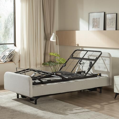 Twin XL Adjustable Bed Frame Without Legs for Rv Platform Storage Bed | Zero Clearance Head & Foot Electric Lift Recline