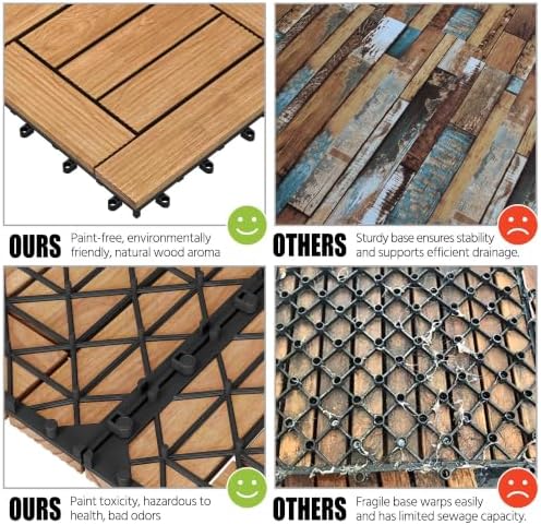 Yaheetech 27PCS Patio Floor Tiles Outdoor Interlocking Deck 12 x 12in,Wood