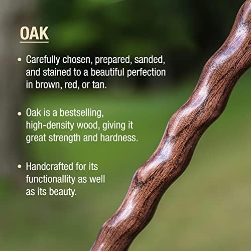 Brazos Handcrafted Wood Walking Cane, Twisted Oak, Derby Style Handle, for Men & Women, Made in The USA