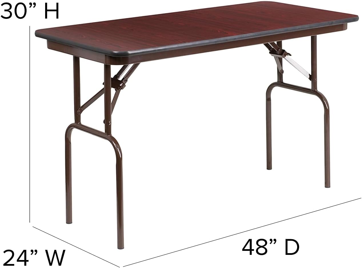 Flash Furniture 4 ft Laminate Folding Banquet Table, Mahogany | Durable Construction, Commercial Use