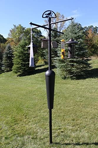 Squirrel Stopper Deluxe Squirrel Proof Bird Feeder Pole with Patented Spring Baffle, Heavy Duty Galvanized Steel Pole System with Auger, Raccoon Proof