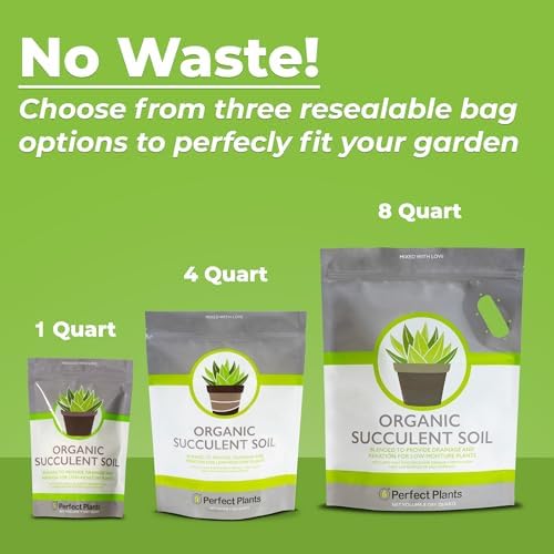 Perfect Plants Succulent & Cactus Soil, 8 qt, Organic Potting Mix | Fast draining blend of peat moss, composted pine bark, perlite and lime for the dry roots cacti love, resealable bag
