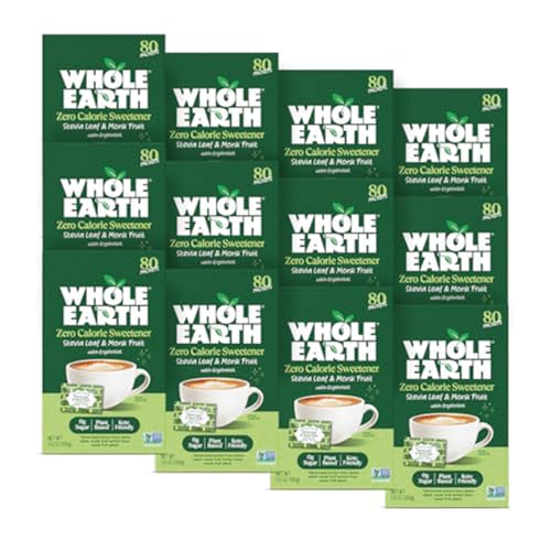 Whole Earth Sweetener Co. NATURE SWEET Stevia & Monk Fruit Sweetener, Erythritol Sweetener, Sweet Leaf Stevia Packets, Sugar Substitute, Natural Sweetener, 80 Count