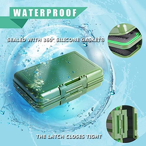 Maxcatch Fly Boxes For Fly Fishing Double Side Waterproof Fishing Tackle Box (Olive (4 Split Foam Inserts), 5.9inch x4.1inch x1.7inch)
